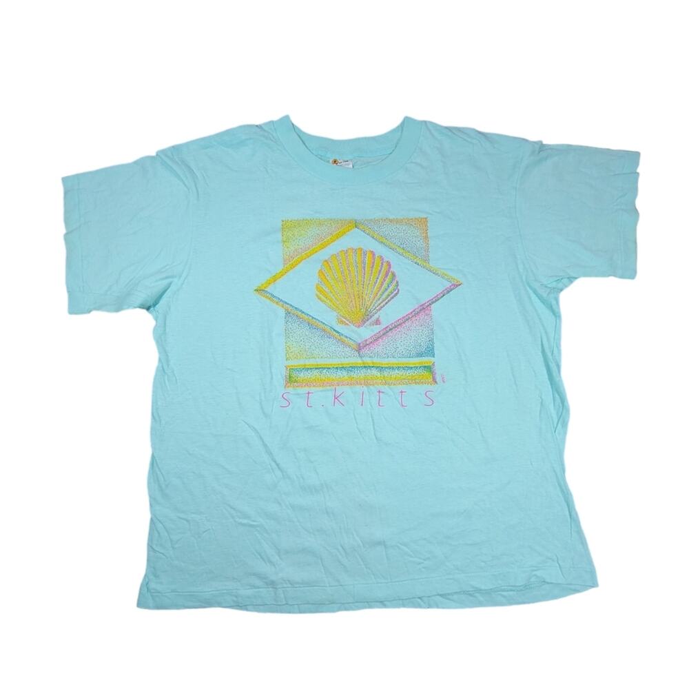 Vintage St. Kitts Single Stitch 80s Beach Seashell T-shirt unisex sz XXL